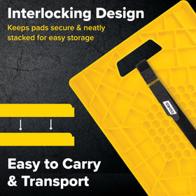 Camco pad beside ruler and hand to show 14x12 scale for precise sizing benefit