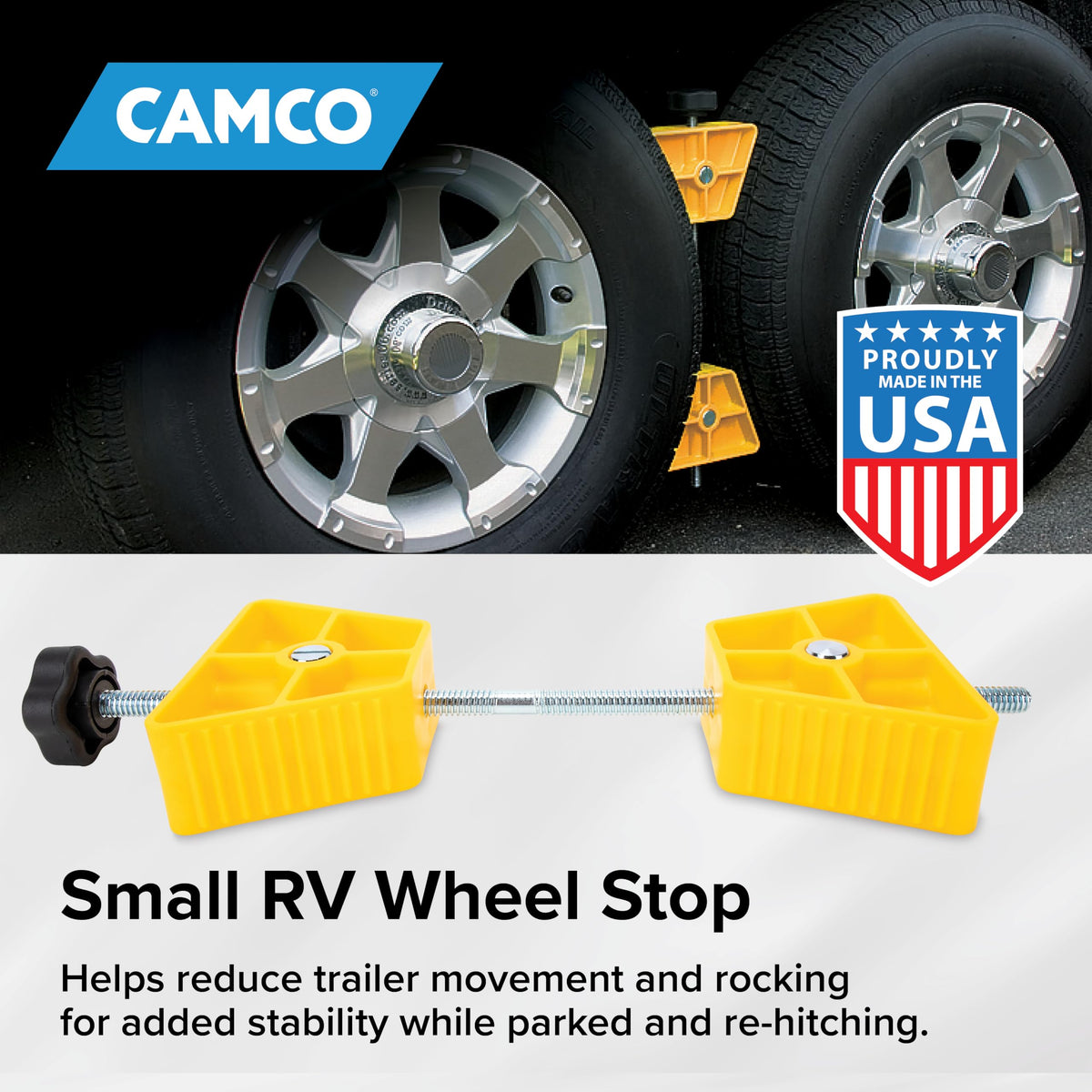 Camco wheel stop ribbed surface close-up improving tire grip