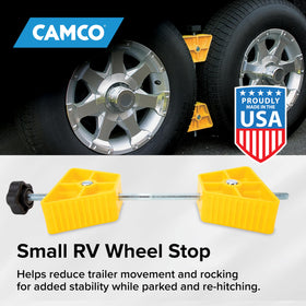 Camco wheel stop ribbed surface close-up improving tire grip
