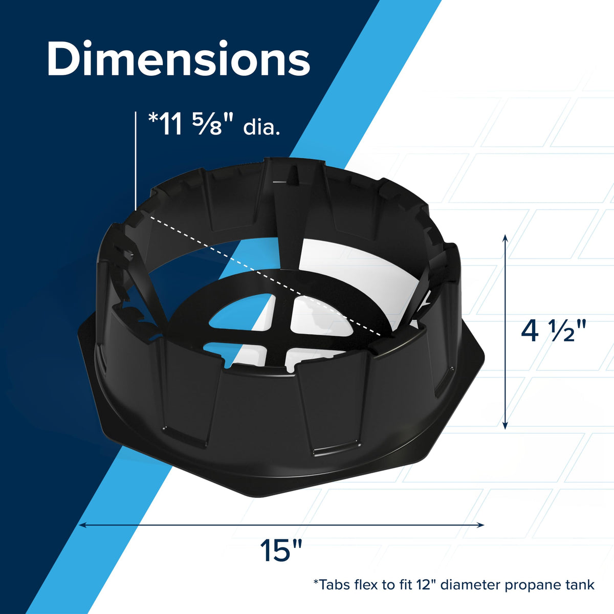 Camco side profile displaying dimensions and low-profile support benefit