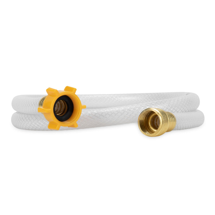 Camco front packaging showing certified potable water hose and benefits