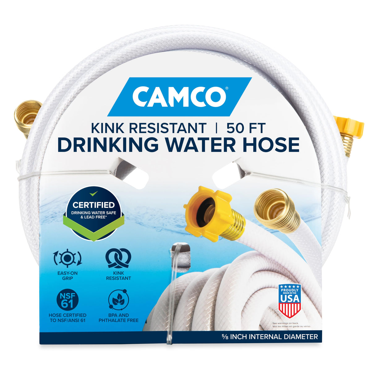 Camco front packaging showing product name and 50ft length benefit