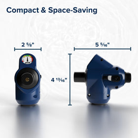Camco Tastepure pressure gauge close-up displaying readable dial for accurate monitoring