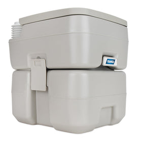 Camco top tank fill port open for quick freshwater refills on the road