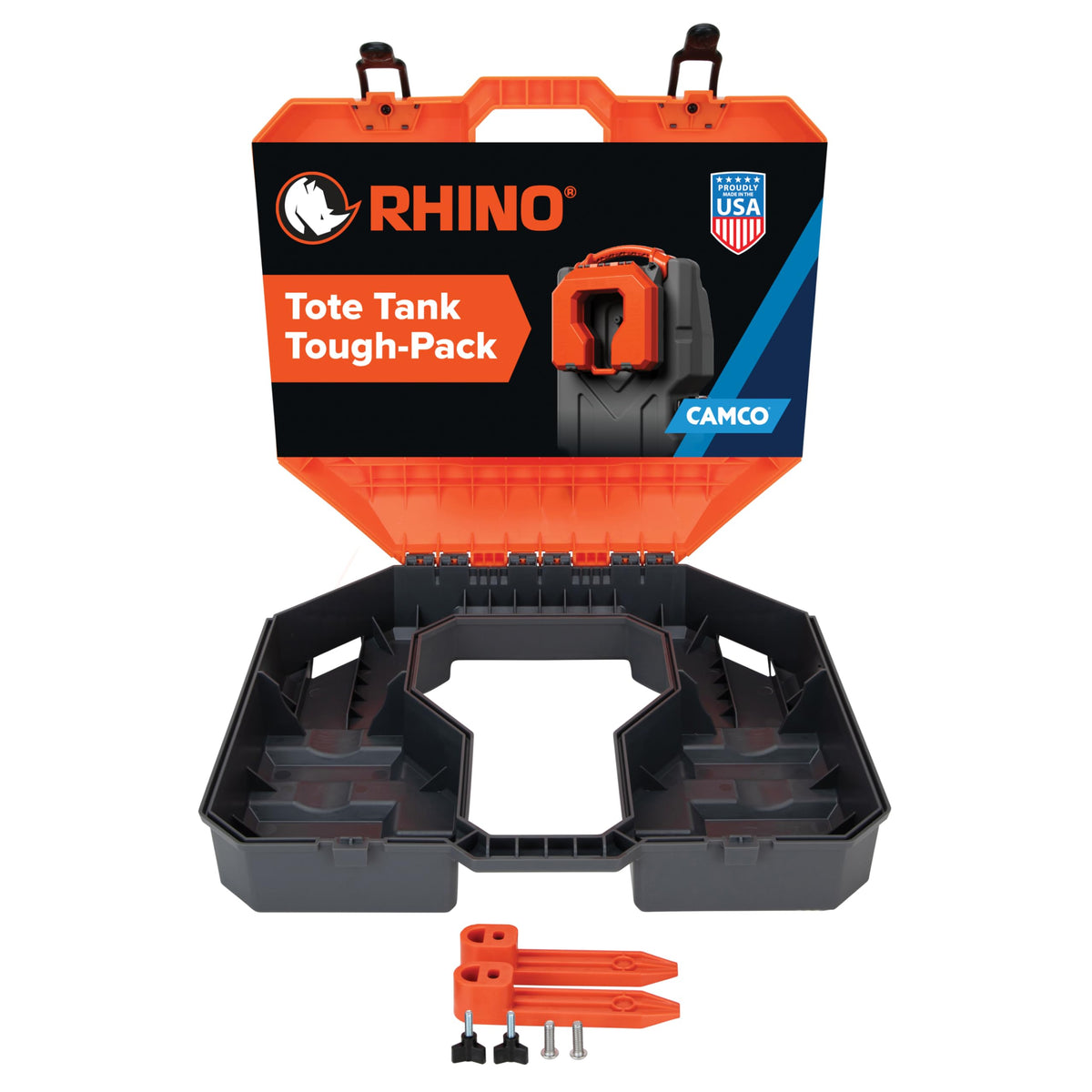 Camco Tough-Pack front view showing compact case and durable shell benefit organization