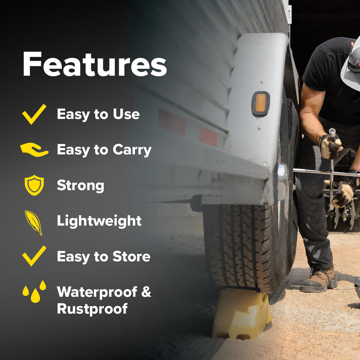Camco Trailer‑Aid label and weight capacity stamp showing 15,000 lb support benefit