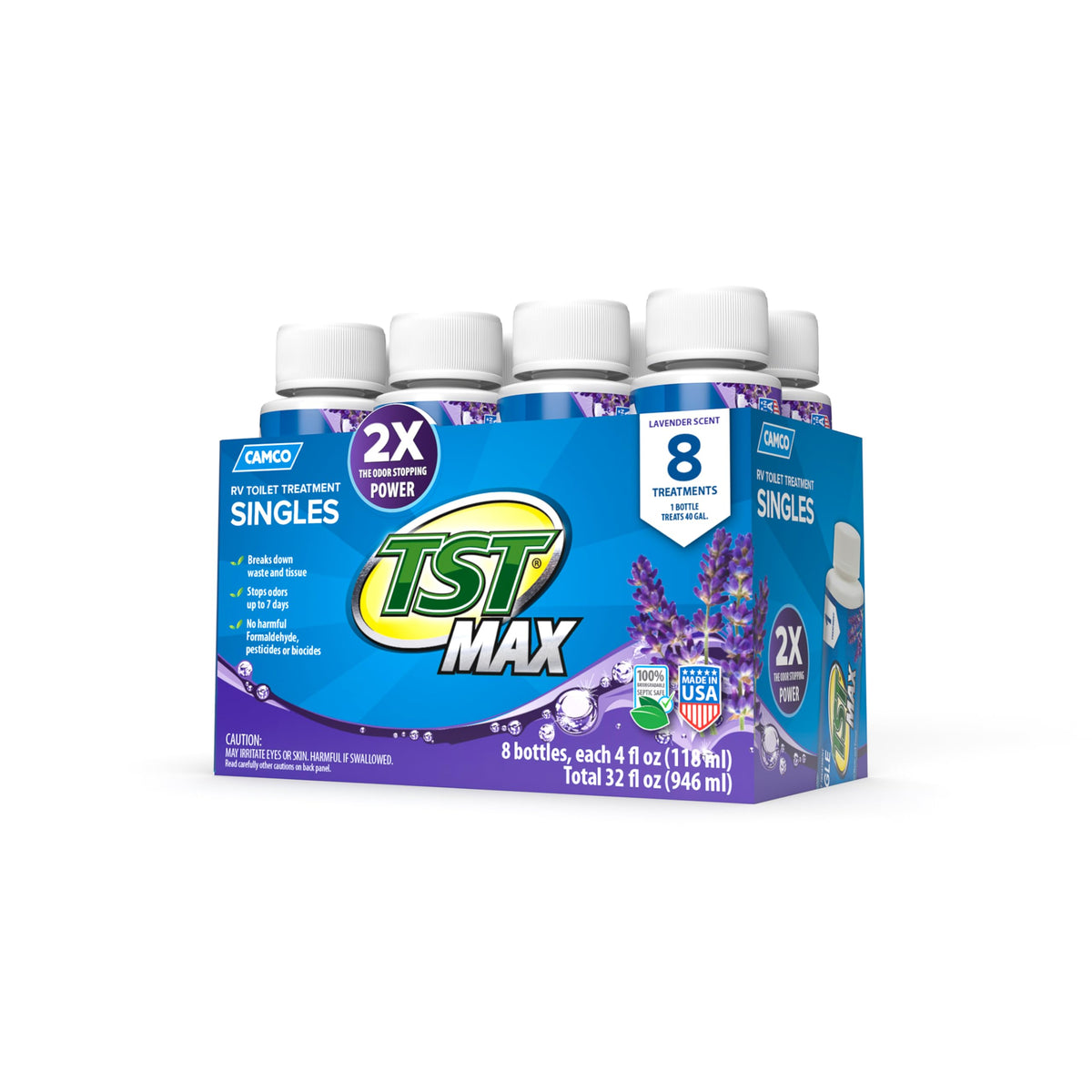 Camco bottle front packaging showing product identity and pack benefit