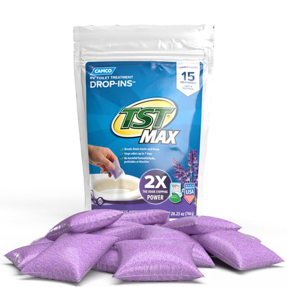 Camco front packaging showing 15-pack and lavender scent benefits