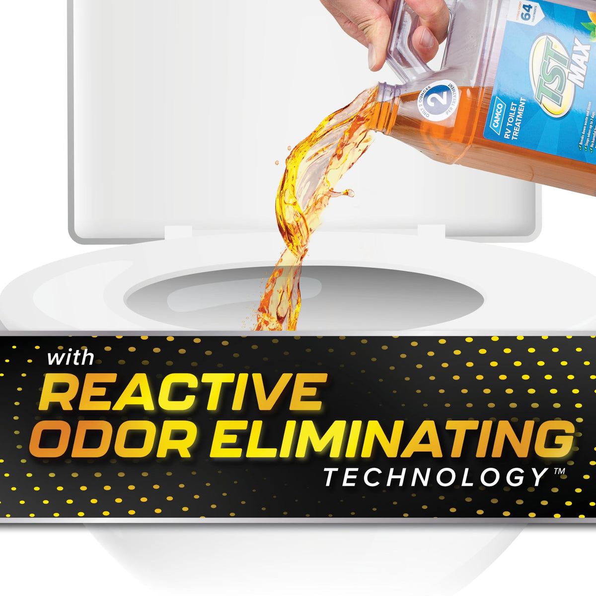 Camco bottle texture close-up highlighting durable container and clarity