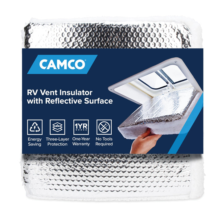 Camco 14 inch vent cover front view showing fit and protection