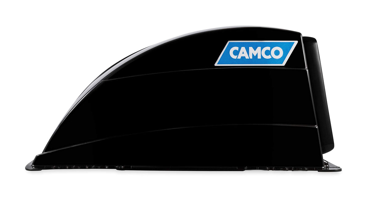 Camco vent cover installed on RV roof demonstrating improved airflow while keeping out rain