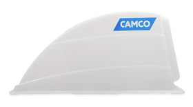 Camco vent cover installed with open vent demonstrating airflow and rain protection