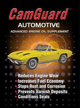 Camguard bottle label detail highlighting active additive list