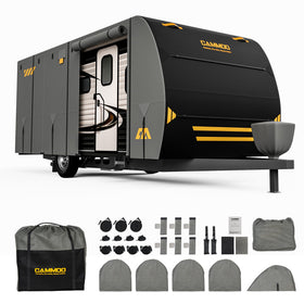 CAMMOO front view of cover on trailer showing full protection and clean fit