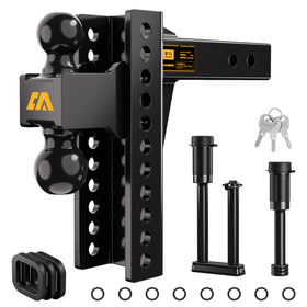CAMMOO front profile showing 8-inch rise/drop and sturdy finish for reliable towing