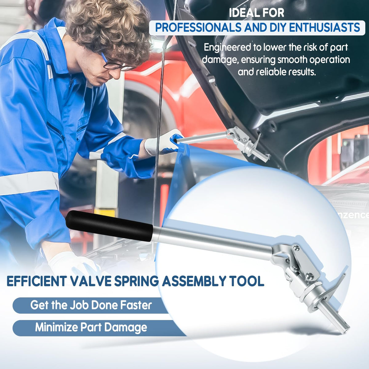 Camoo 66784 beside a wrench to show scale and portability for garage use