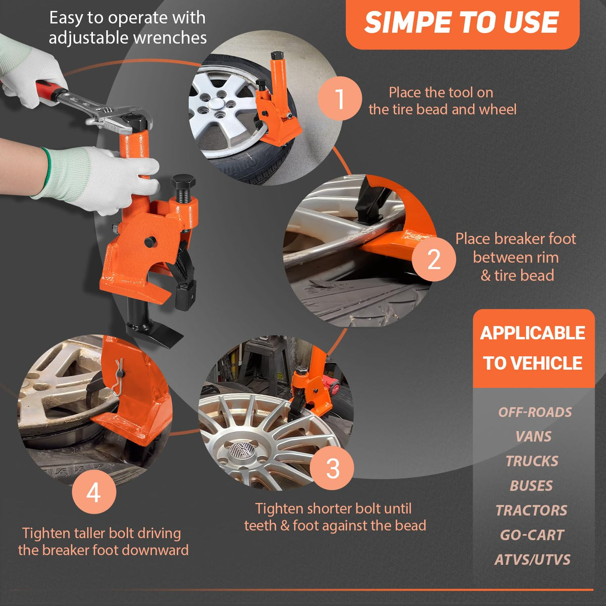 Camoo in use on tractor tire illustrating field service and fast bead breaking