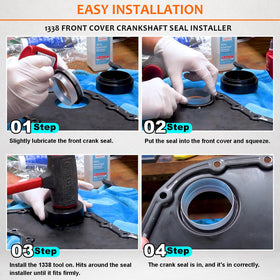 Camoo tool in use pressing a crankshaft seal, reducing risk of leaks