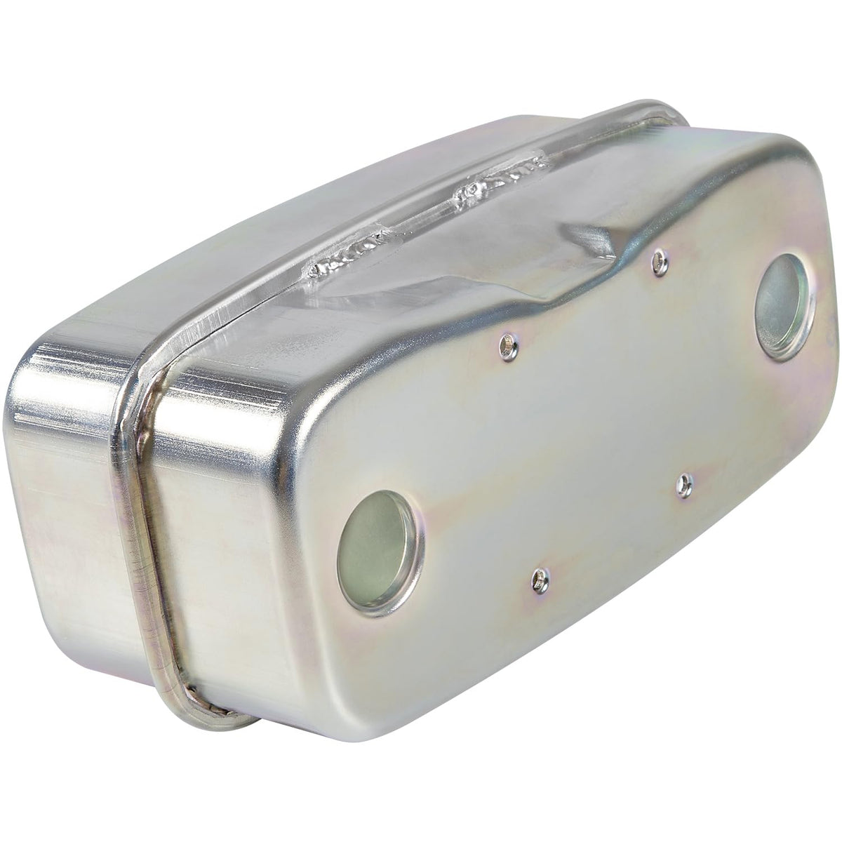 Camoo muffler underside showing dual exhaust ports for secure engine connection