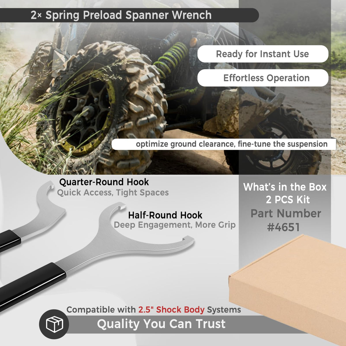 Camoo packaged kit with contents for quick maintenance benefit
