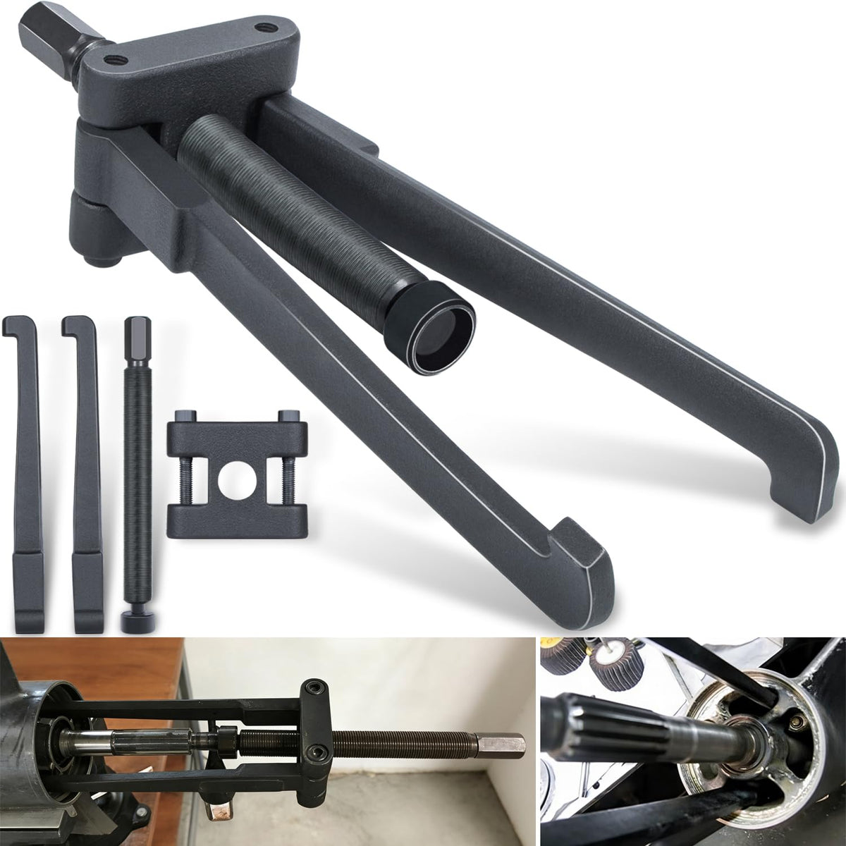 Camoo puller front view showing full tool and easy setup benefit