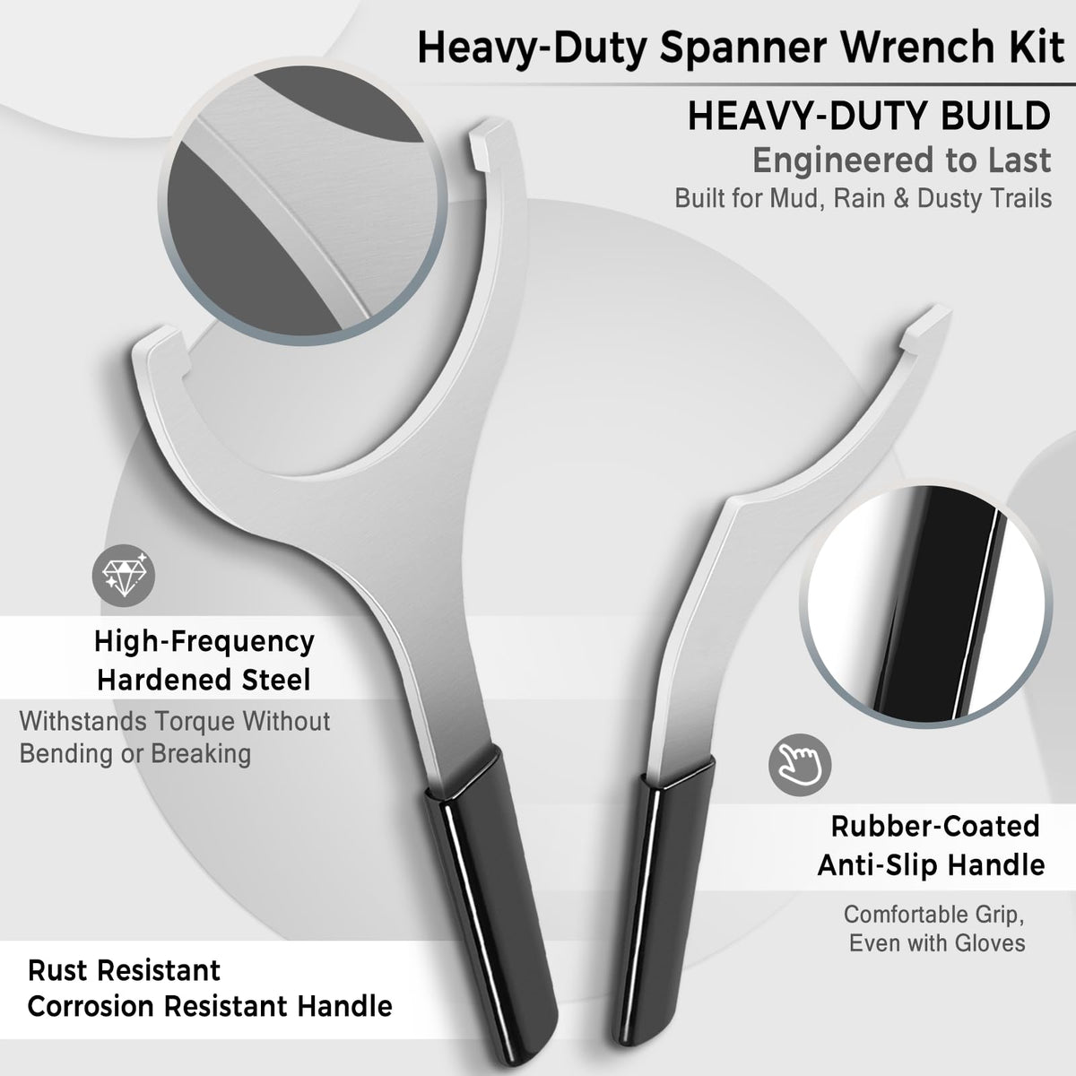 Camoo spanner beside ruler showing size for correct fit benefit