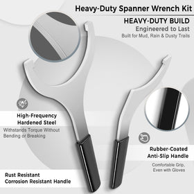 Camoo spanner beside ruler showing size for correct fit benefit