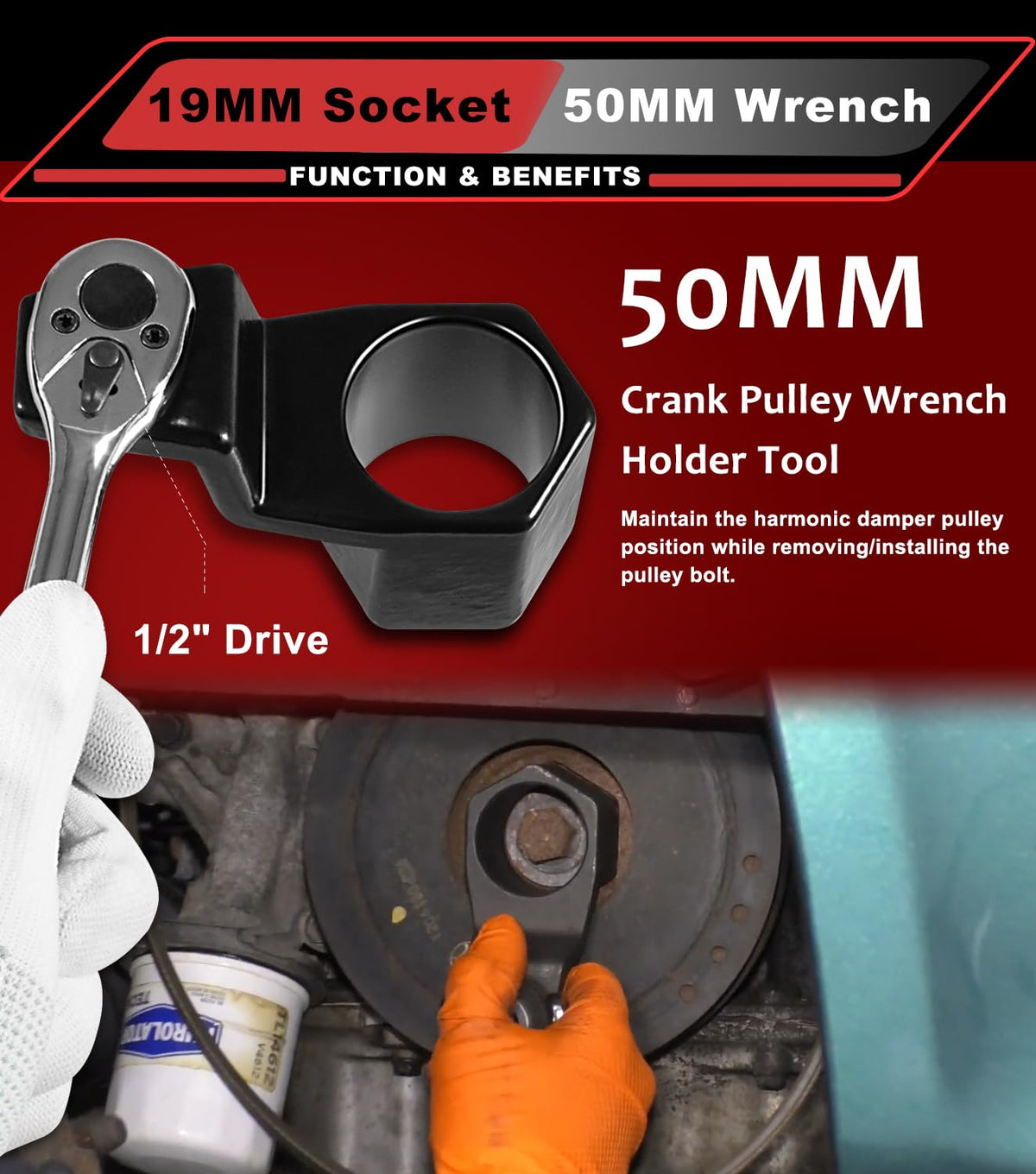 Camoo socket fitted to 1/2 inch drive, provides secure impact compatibility