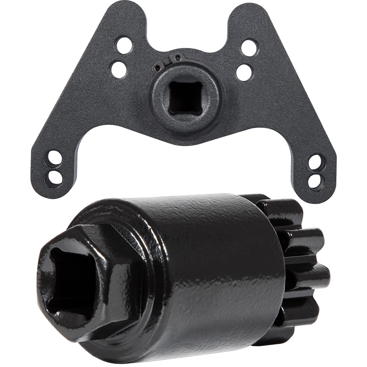 Camoo tools aligned with Volvo timing marks aiding precise adjustments