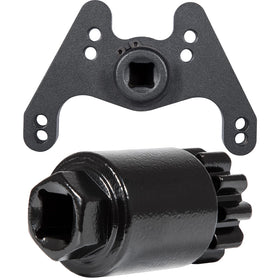 Camoo tools aligned with Volvo timing marks aiding precise adjustments