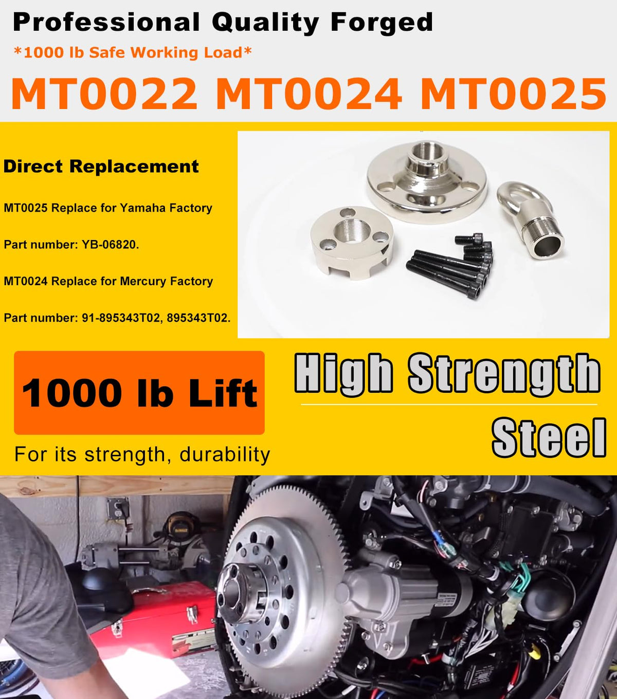 Camoo MT0022 universal lifting ring detail showing welds and robust construction for safe loads