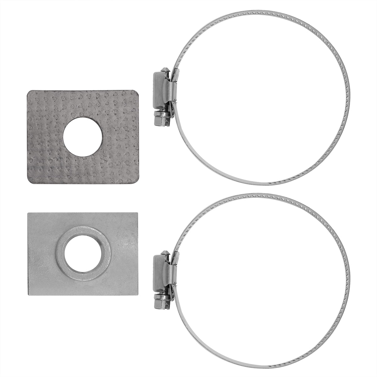 Camotokiit band clamps secured on exhaust pipe demonstrating firm seal benefit