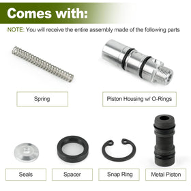 Camotokiit kit partially installed on motorcycle master cylinder, demonstrating direct-fit replacement benefit