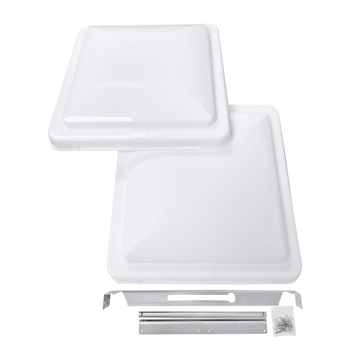 Camp'N front view of 14-inch vent cover showing clean white lid and fit benefits