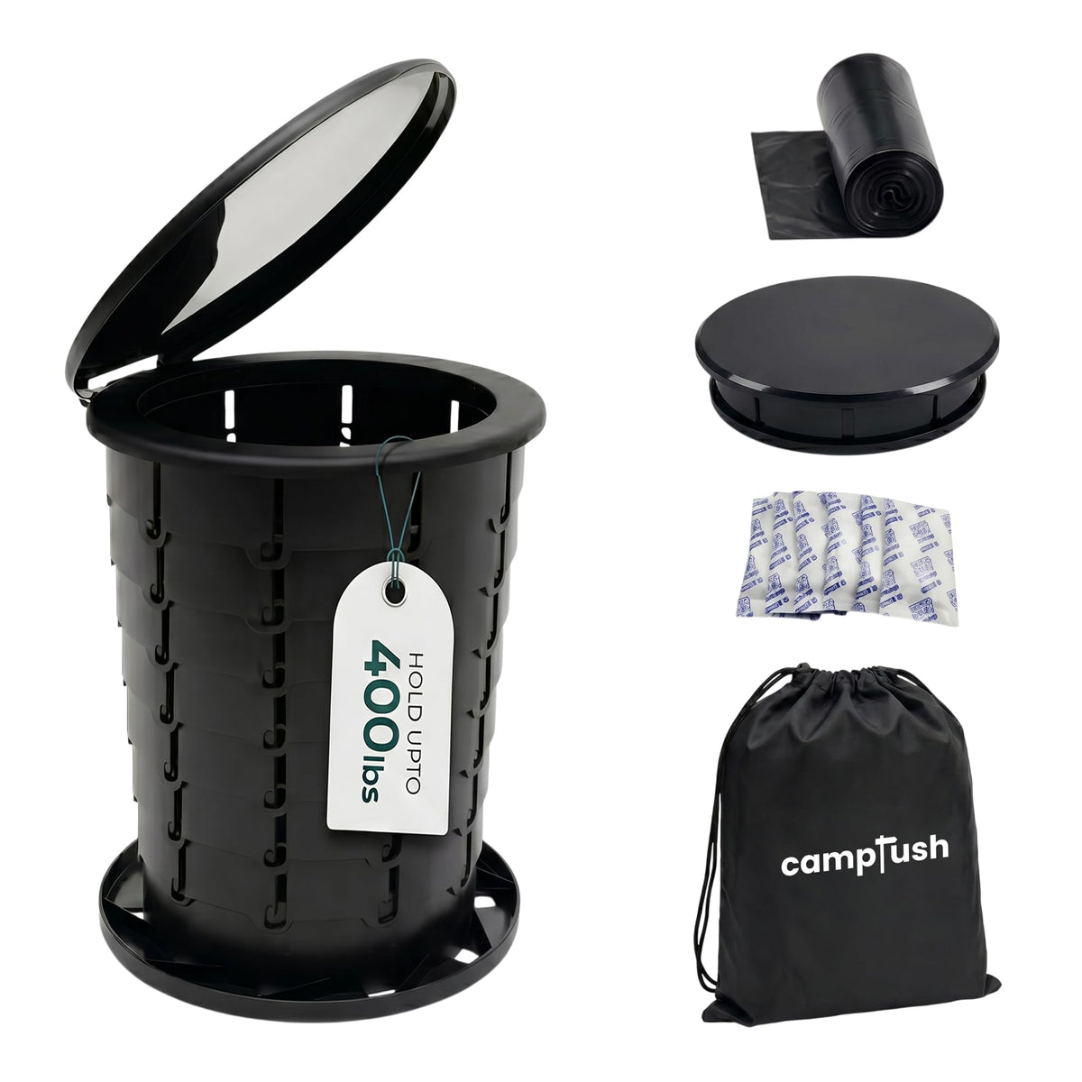 CAMPTUSH folded front view compact storage benefit