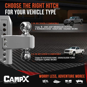 CAMPX lifestyle truck and trailer setup showing correct leveling and heavy-load towing benefit