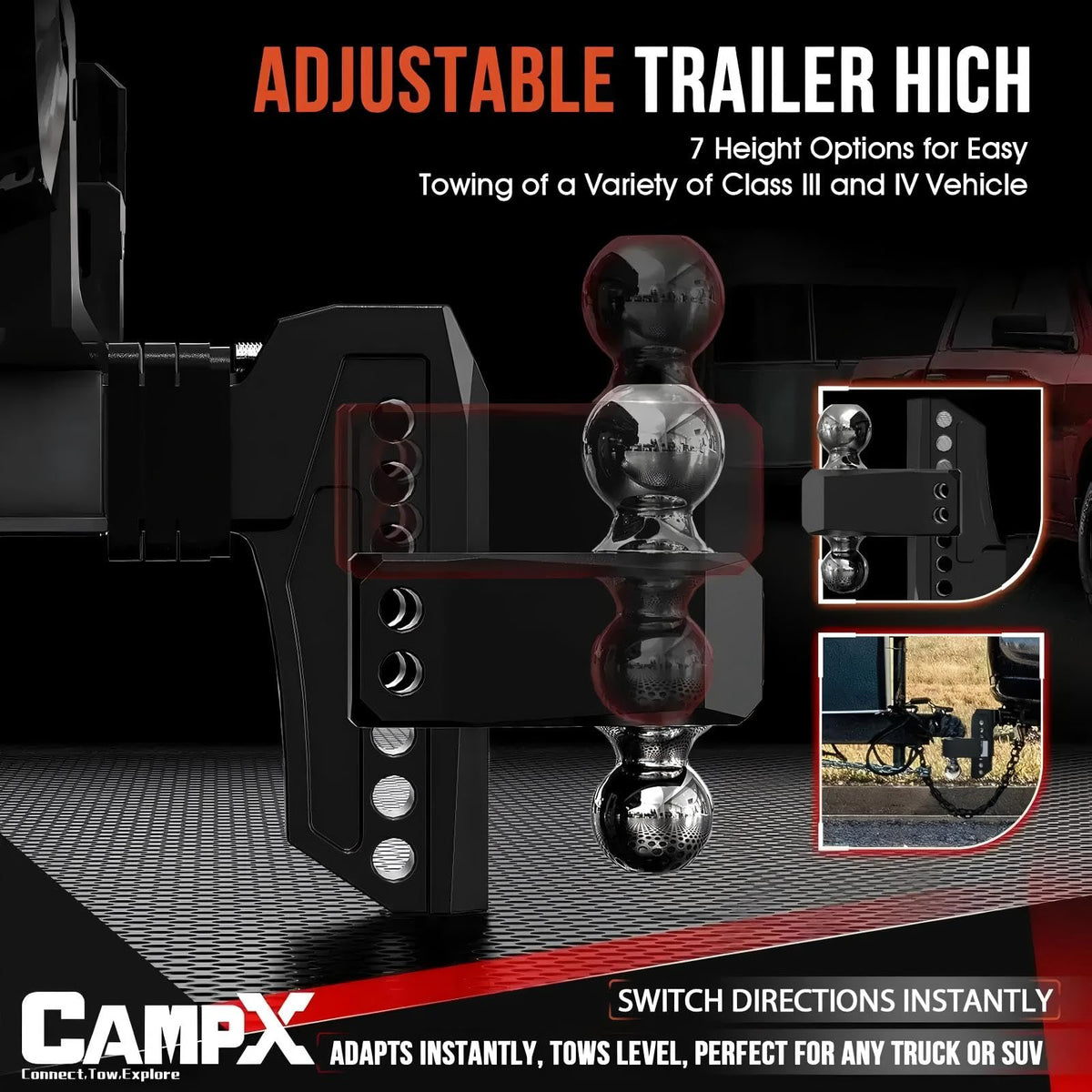 CAMPX tow balls and included pins showing readiness and convenience benefit