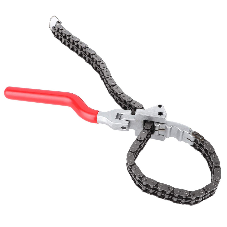 Camrusic front view of chain oil filter wrench showing full tool and grip benefit