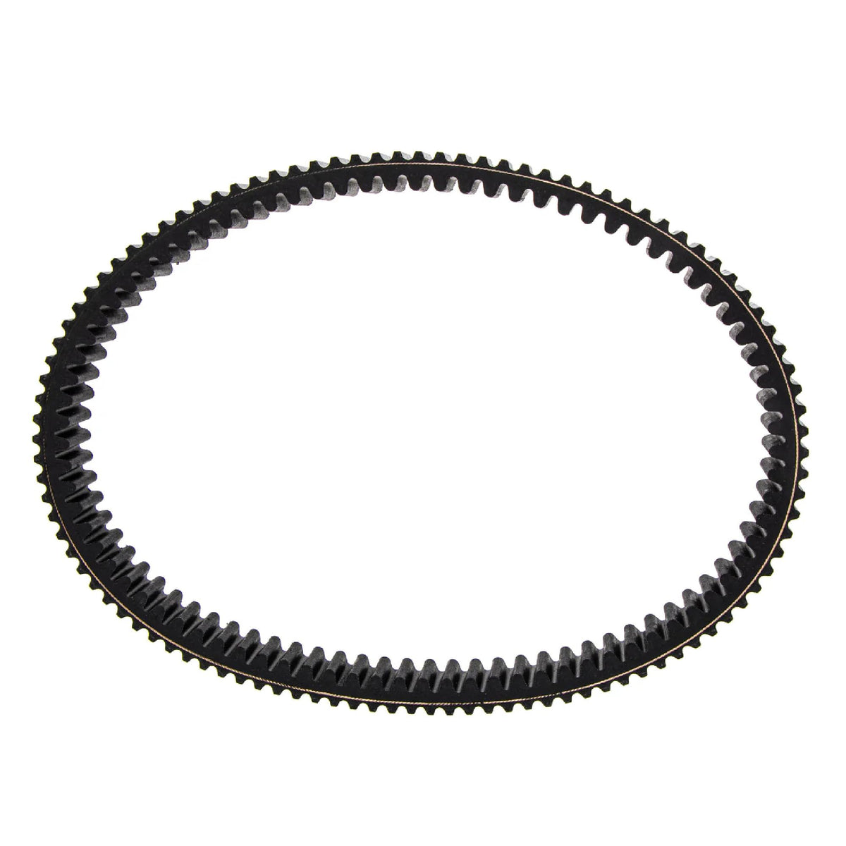 Can-Am clutch drive belt next to ruler showing exact dimensions for correct fit