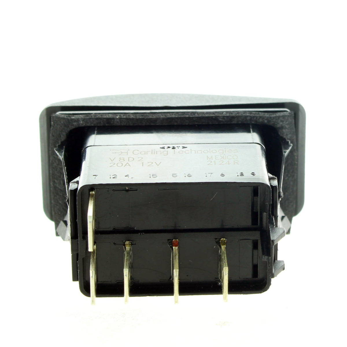 Can-Am switch side profile mounted in housing demonstrating correct mounting and durability