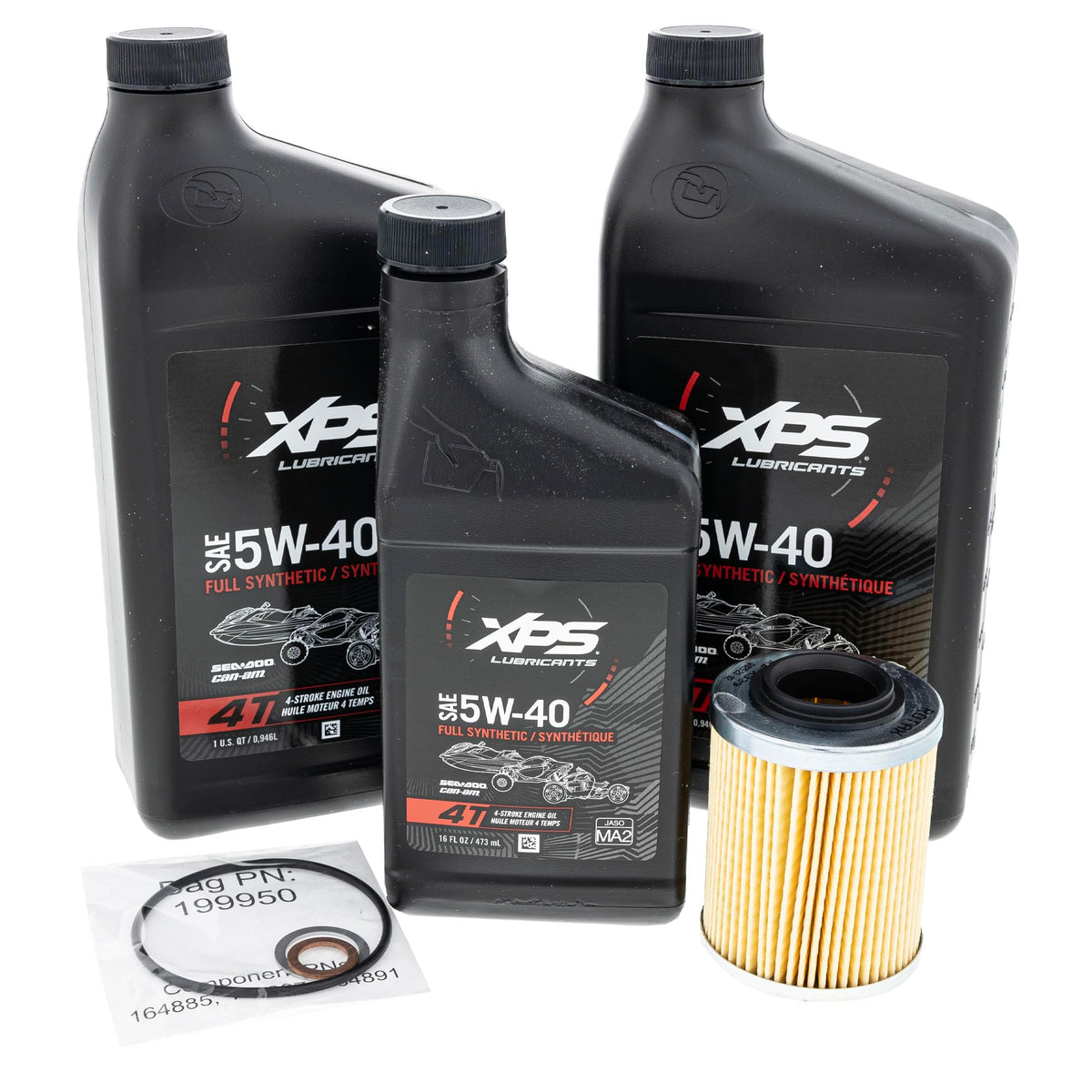 Can-Am kit front packaging showing complete oil change contents and convenience
