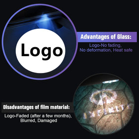 Canpo close-up of glass lens and logo detail, shows clarity and durability benefit