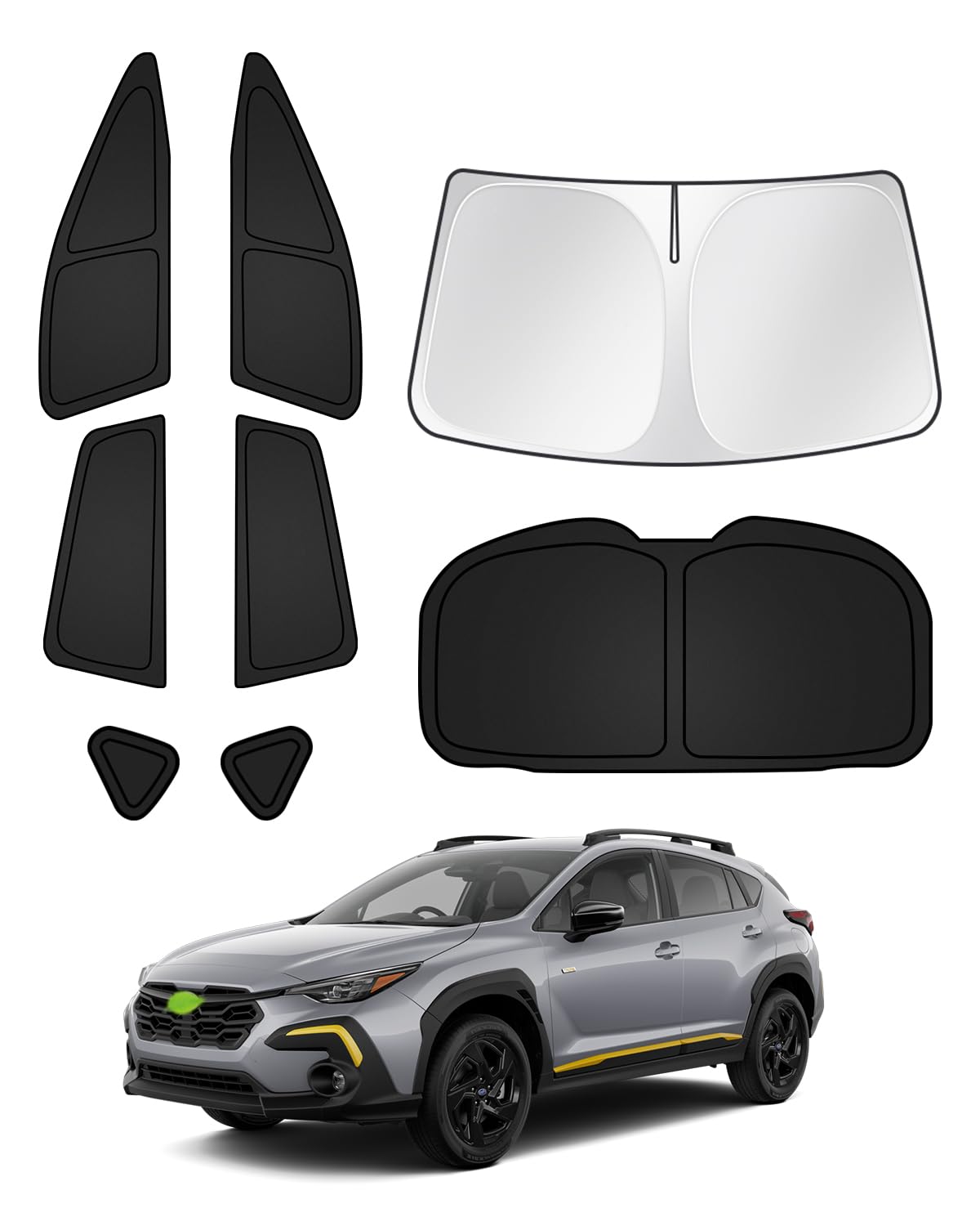 Canvcle front windshield shade fitted to Crosstrek reduces heat