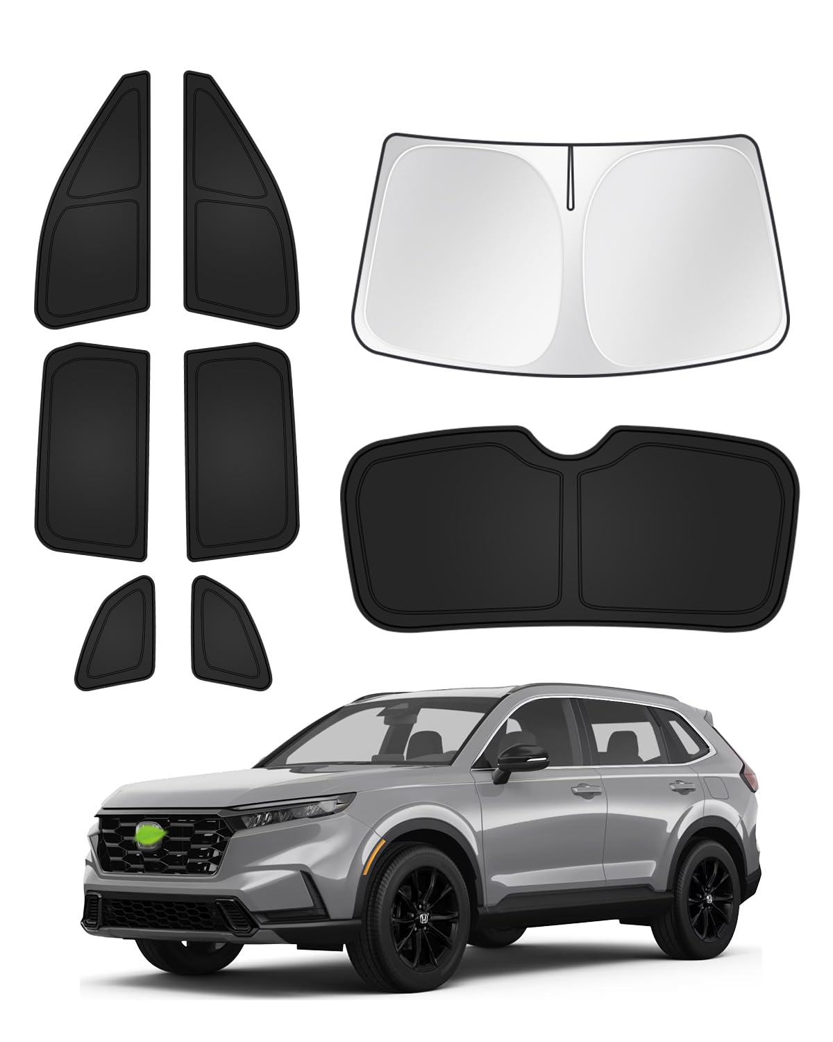 Canvcle front windshield sunshade showing full coverage and cooling benefit