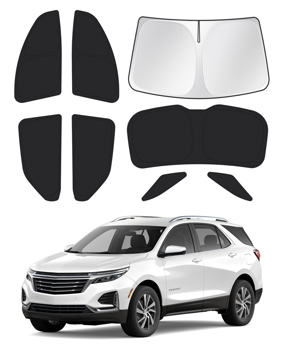 Canvcle windshield shade installed on Equinox showing full UV protection and cooler cabin