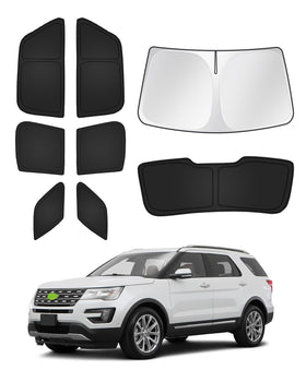 Canvcle windshield cover fitted to Ford Explorer front protecting dashboard and cooling interior