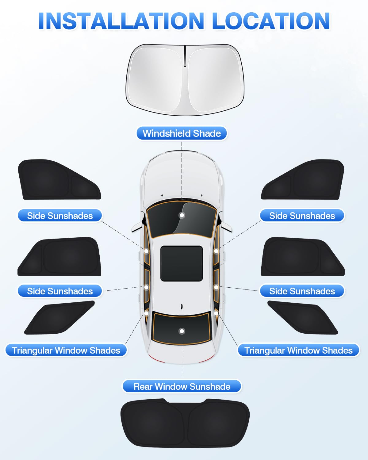 Canvcle folded sunshade kit compact for easy trunk storage