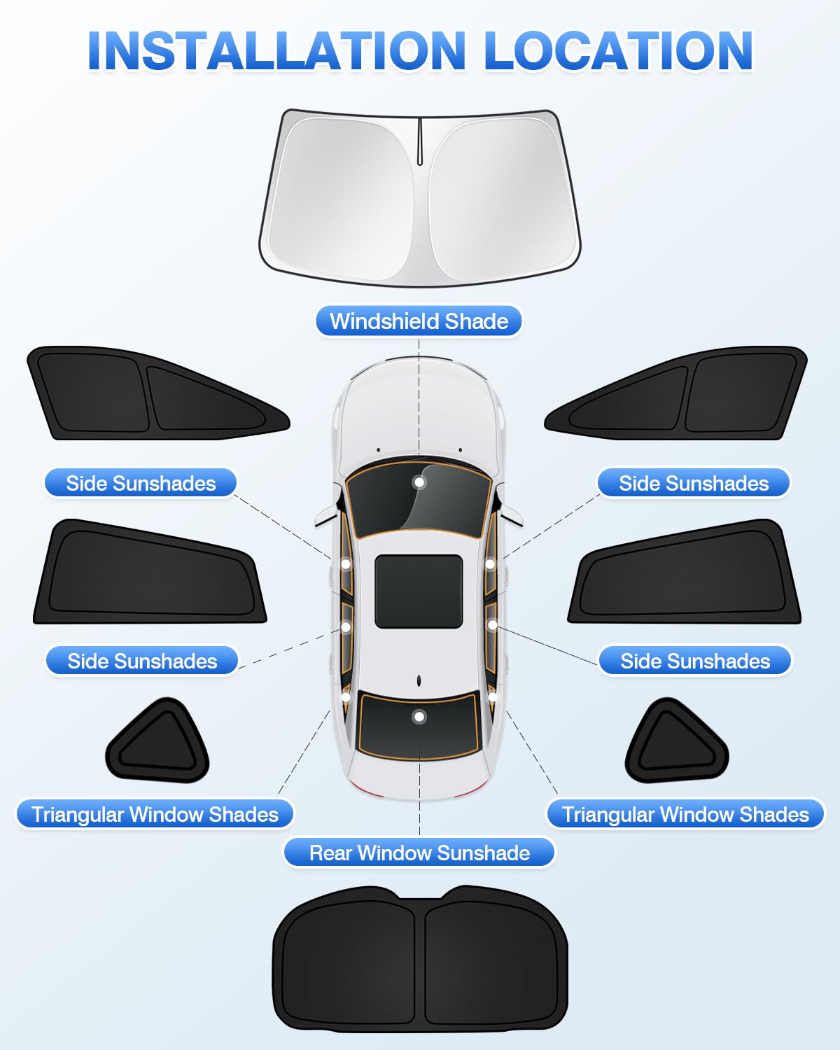Canvcle folded shades stored in compact bag for easy transport