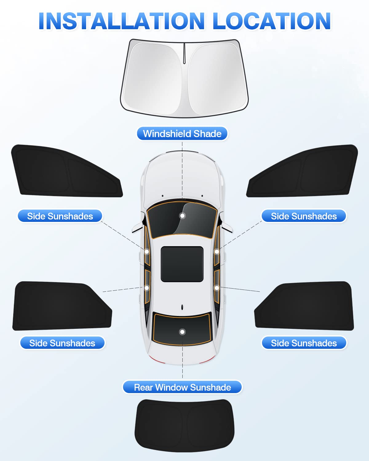 Canvcle folded sunshades compact in trunk ready for storage and easy use
