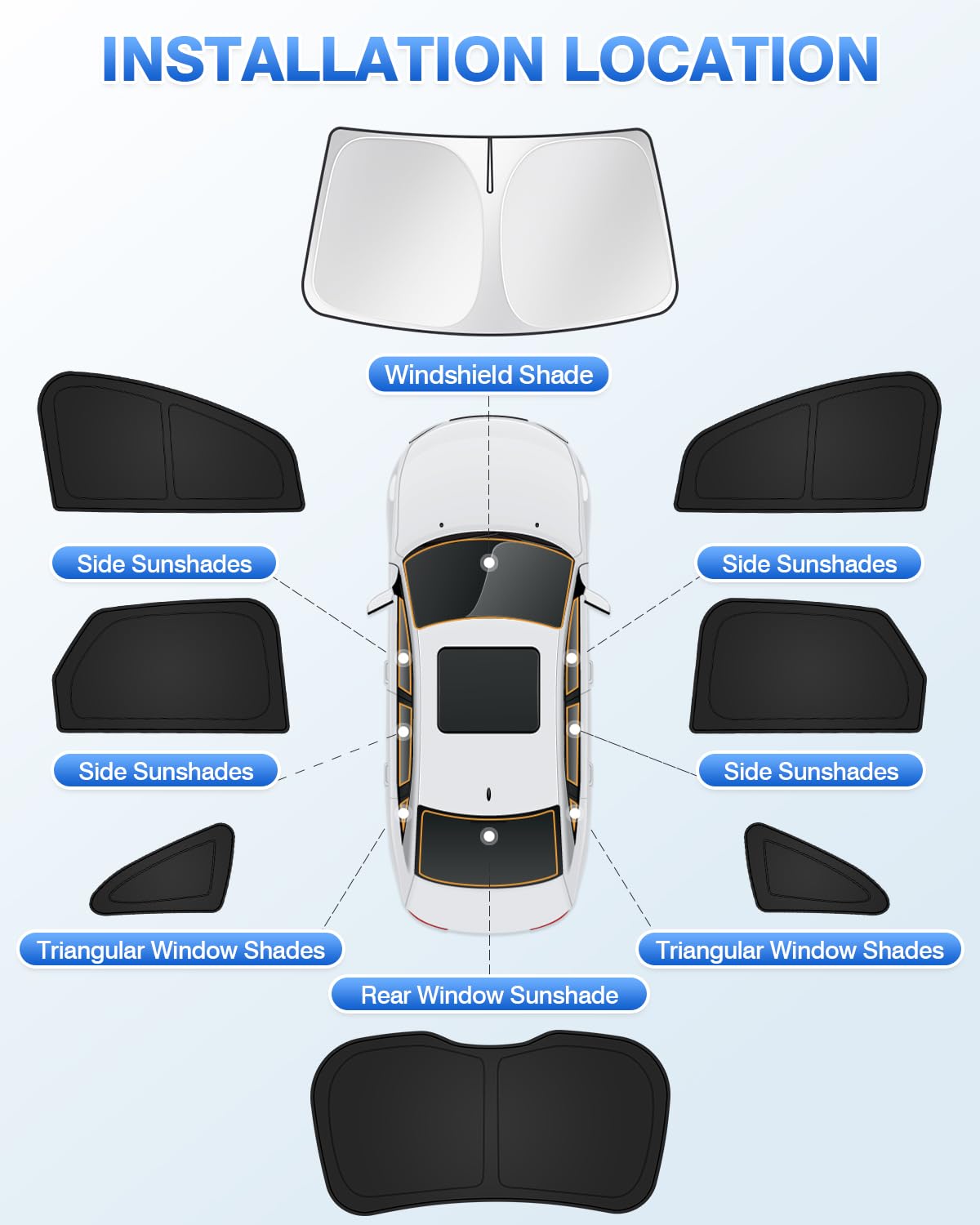Canvcle folded sunshades in storage bag for compact travel convenience